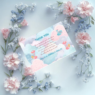 Tarjeta De Agradecimiento Trillizos Dos Niñas y Un Niño Gracias
