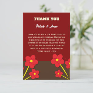 Tarjeta De Agradecimiento Trío de flores rojas minimalistas Diseño