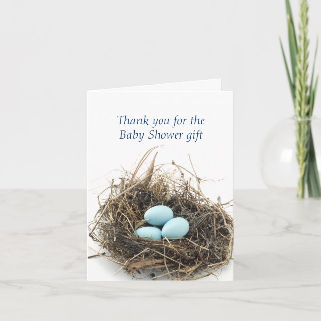 Tarjeta De Agradecimiento Triplets Eggs en Nest Baby Shower Gracias (Anverso)