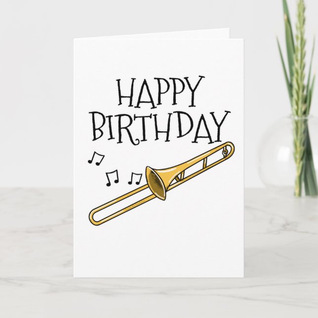 Tarjeta De Agradecimiento Trombone Birday Card Trombonist Brass Músico (Anverso)