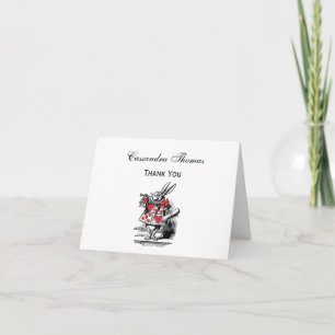 Tarjeta De Agradecimiento Trompetista Conejo Blanco Alice Adv en Wonderland