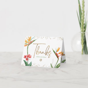 Tarjeta De Agradecimiento Tropical Bat Mitzvah Acuarela Floral Escritura Dor