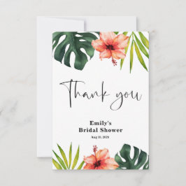 Tarjeta De Agradecimiento Tropical Bridal Shower  Thank You Card