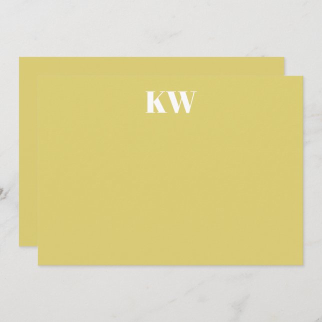 Tarjeta De Agradecimiento Tropical Chartreuse Monogram Initials Personalized (Anverso / Reverso)