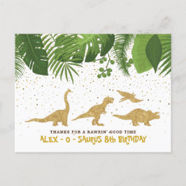 Tarjeta de agradecimiento tropical de dinosaurio P