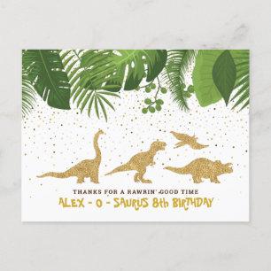 Tarjeta de agradecimiento tropical de dinosaurio P