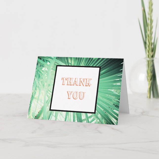 Tarjeta de agradecimiento tropical de palma verde  (Anverso)