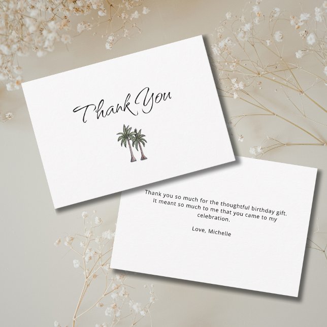 Tarjeta De Agradecimiento Tropical Elegant Palm Trees Birthday Gift (Subido por el creador)