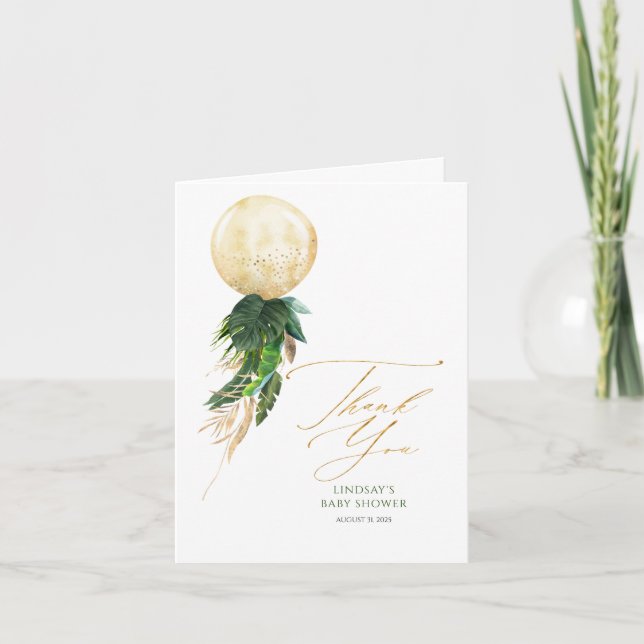 Tarjeta De Agradecimiento Tropical Floral Balloon Garland Gracias (Anverso)