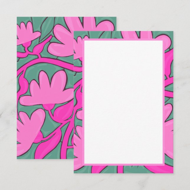 Tarjeta De Agradecimiento Tropical Floral Motif Flat Thank You Card (Anverso / Reverso)