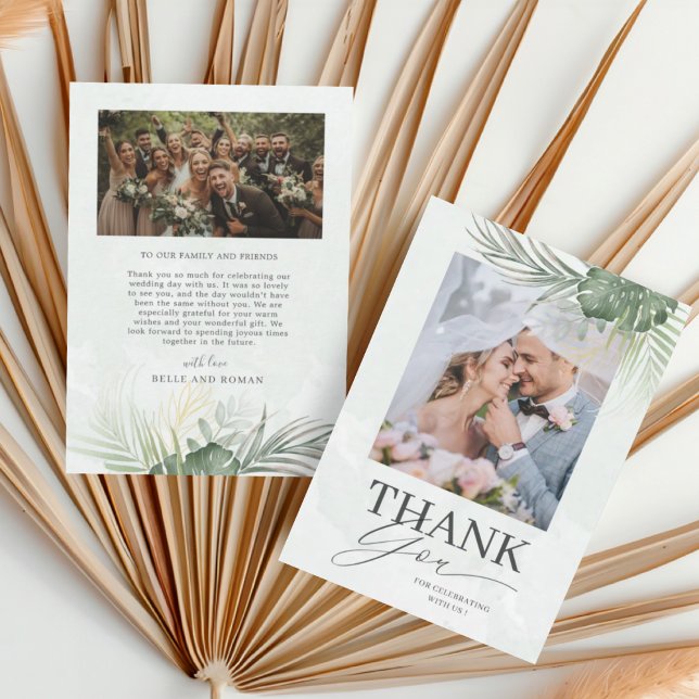 Tarjeta De Agradecimiento Tropical Green Tropical Thank You Wedding  (Subido por el creador)