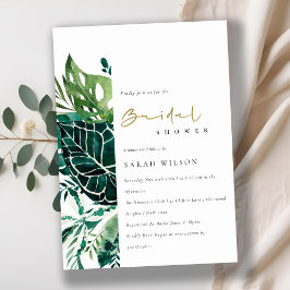 Tarjeta De Agradecimiento Tropical Monstera Green Fauna Bridal Shower Invite