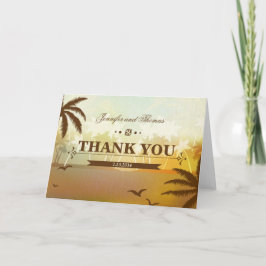 Tarjeta De Agradecimiento Tropical Orang Scenic Beach Wedding Thank You Card