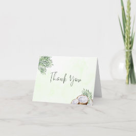 Tarjeta De Agradecimiento Tropical Palm Leaf & Coconut Thank You Card