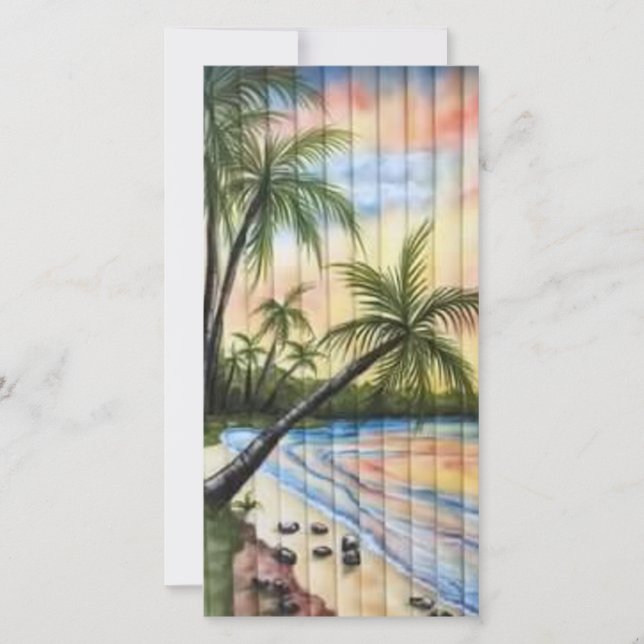 TARJETA DE AGRADECIMIENTO TROPICAL PALM TREES BEACH BLINDS (Anverso)