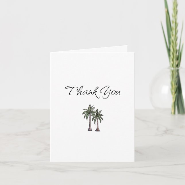 Tarjeta De Agradecimiento Tropical Palm Trees Birthday Gift Elegant (Anverso)