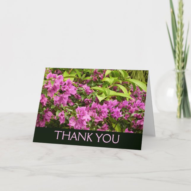 Tarjeta De Agradecimiento Tropical Purple Bougainvillea Floral (Anverso)