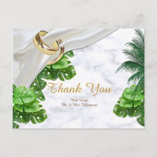 Tarjeta de agradecimiento tropical romántica