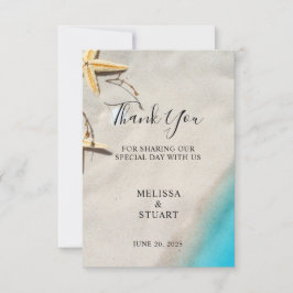 Tarjeta De Agradecimiento Tropical sea starfish beach Thank You wedding card