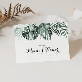 Tarjeta De Agradecimiento Tropical Verdor Blanco Floral Fiesta Nupcial 