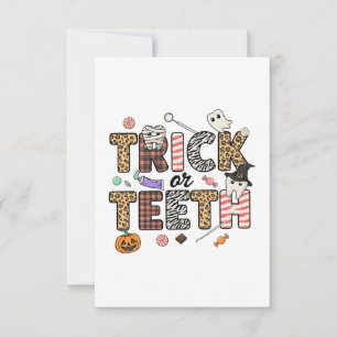Tarjeta De Agradecimiento Truco o Dientes Caramelo Dental Higienista Espeluz