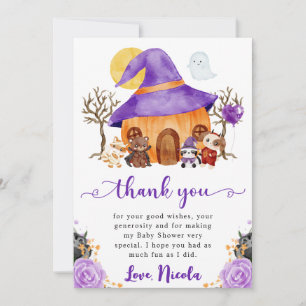 Tarjeta De Agradecimiento Truco o trato de Halloween para baby shower con ac