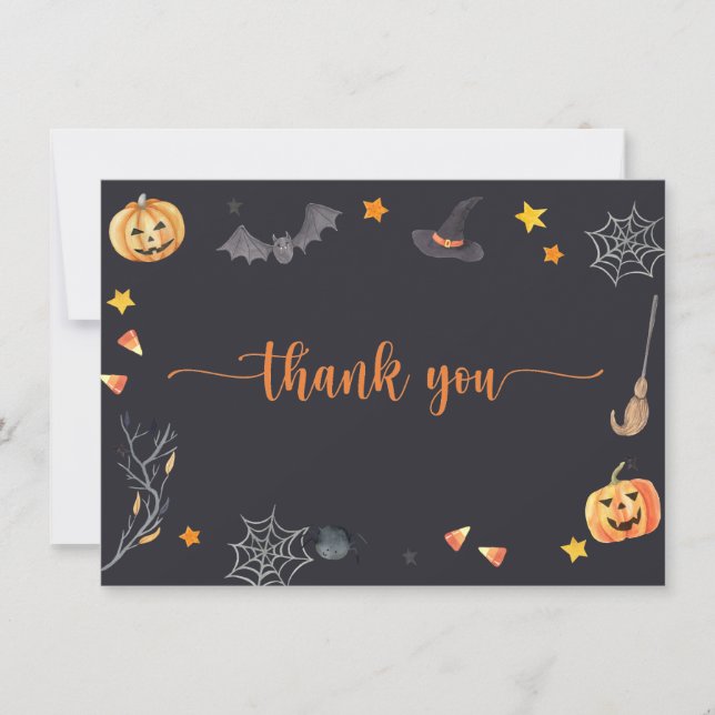 Tarjeta De Agradecimiento Truco o truco de Halloween (Anverso)