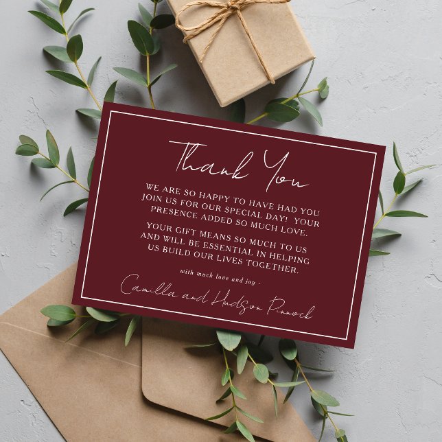 Tarjeta De Agradecimiento True Simplicity 4 | Deep Burgundy | Thank You Note (Subido por el creador)