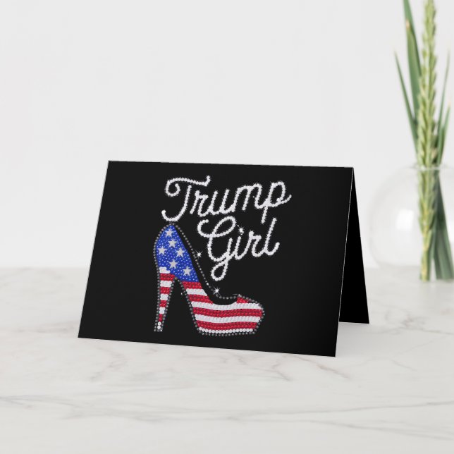Tarjeta De Agradecimiento Trump Chica de alto talón Bandera Americana Bling  (Anverso)