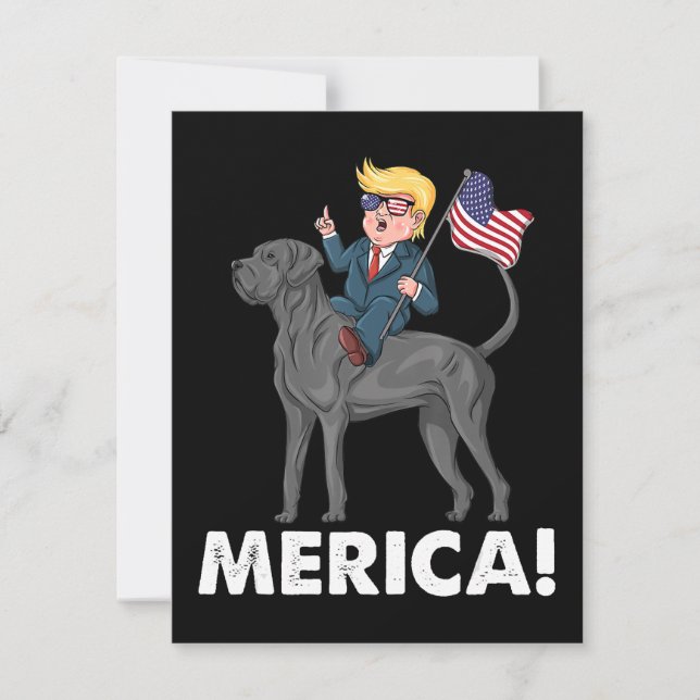 Tarjeta De Agradecimiento Trump Merica Gran Danés Perro Héroe Americano 4º (Anverso)