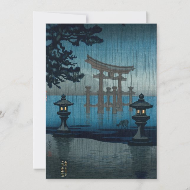 Tarjeta De Agradecimiento Tsuchiya Koitsu - Miyajima bajo la lluvia (Anverso)