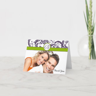 Tarjeta De Agradecimiento Tu Foto Manzana Verde & Damask Lapis Gracias