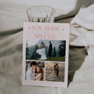 Tarjeta De Agradecimiento Tú Lo Hiciste Especial Foto de Boda Melocotón