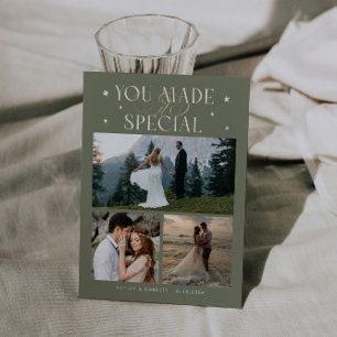 Tarjeta De Agradecimiento Tú Lo Hiciste Especial Foto de Boda Verde Salvia