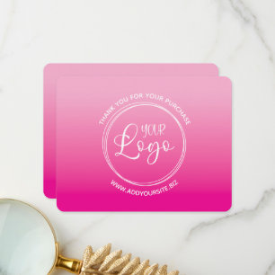Tarjeta De Agradecimiento Tu Logo Rosa Claro y Rosa Fuerte Ombre