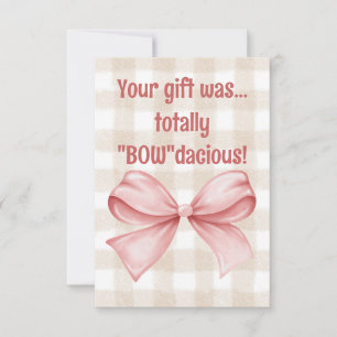 Tarjeta De Agradecimiento Tu regalo fue totalmente un lazo de gingham "Bow"d