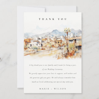 Tarjeta De Agradecimiento Tucson, Arizona Watercolor Landscape Wedding