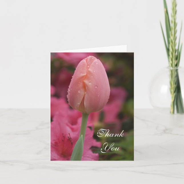 Tarjeta De Agradecimiento Tulip De Pink Garden Gracias (Anverso)