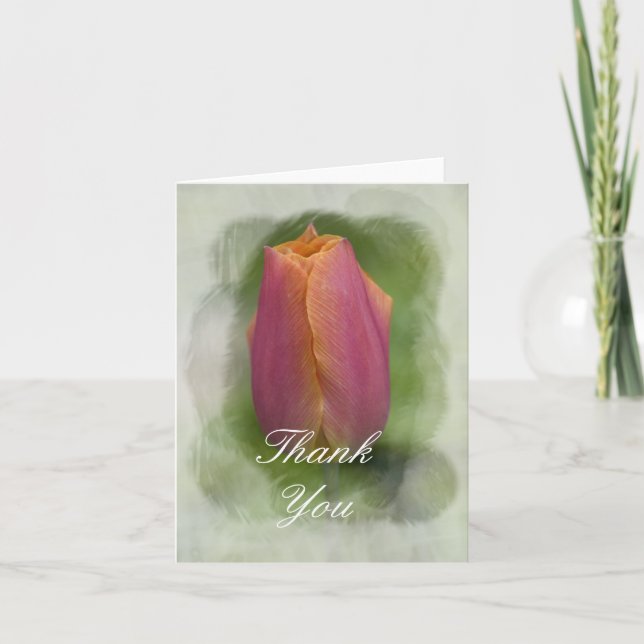 Tarjeta De Agradecimiento Tulip De Primavera Rosa Gracias (Anverso)