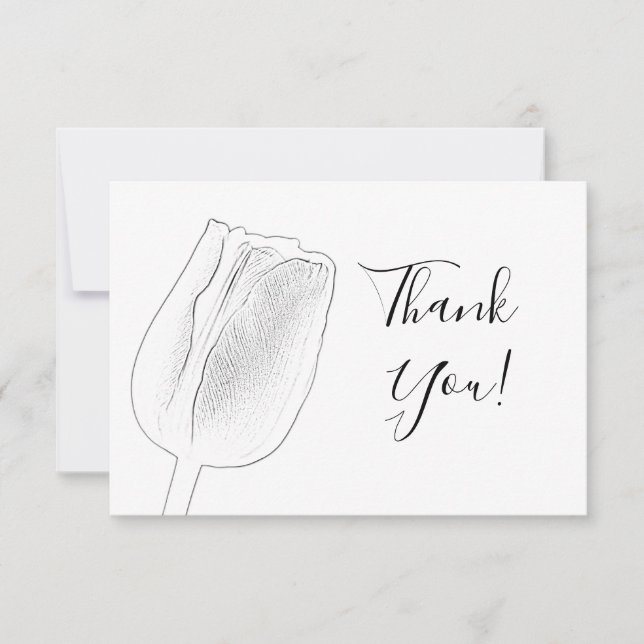 Tarjeta De Agradecimiento Tulip Sketch Spring Wedding Gracias (Anverso)
