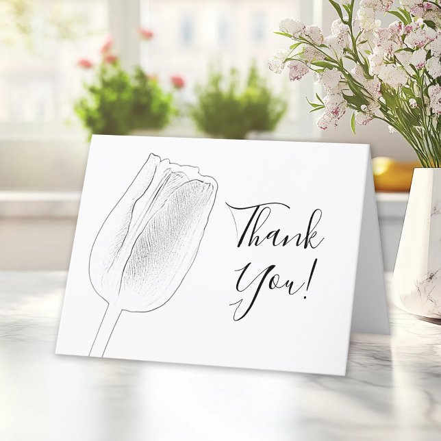 Tarjeta De Agradecimiento Tulip Sketch Spring Wedding Gracias (Subido por el creador)