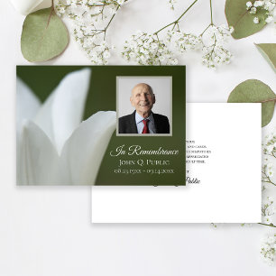 Tarjeta De Agradecimiento Tulipán Blanco en Memorial de Funeral de Condolenc