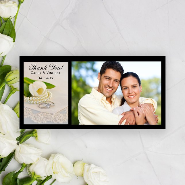 Tarjeta De Agradecimiento Tulipán blanco, perlas y anillos Boda Gracias (Subido por el creador)
