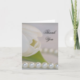Tarjeta De Agradecimiento Tulipán blanco y dama de honor gracias