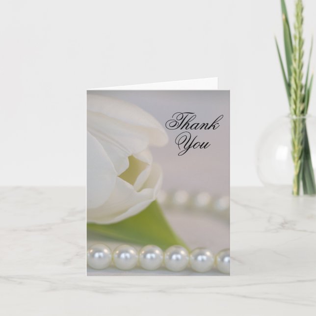Tarjeta De Agradecimiento Tulipán blanco y la boda de la primavera de las pe (Anverso)
