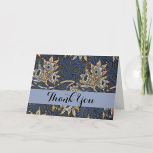 Tarjeta De Agradecimiento Tulipán de sauce patrón azul floral de William Mor