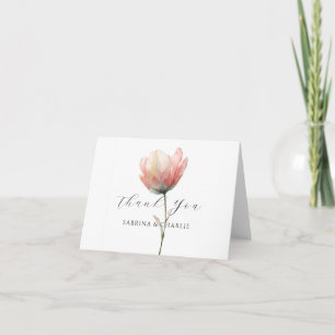 Tarjeta De Agradecimiento Tulipán floral elegante rosa púrpura acuarela