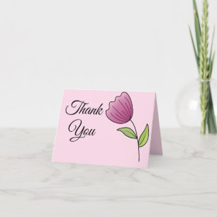 Tarjeta De Agradecimiento Tulipán rosa simple y Personalizado