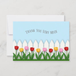 Tarjeta De Agradecimiento Tulipanes alegres y valla blanca personalizada