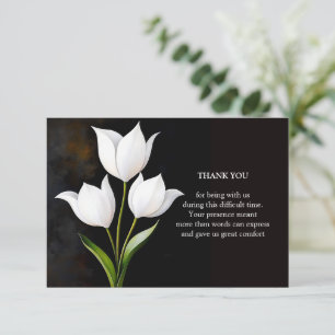 Tarjeta De Agradecimiento Tulipanes Blancos Elegantes en la Oscuridad